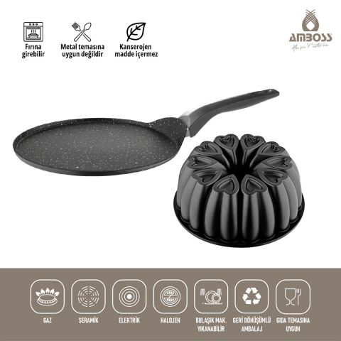 Amboss Sweet 2 Parça Krep Tava & Kek Kalıbı