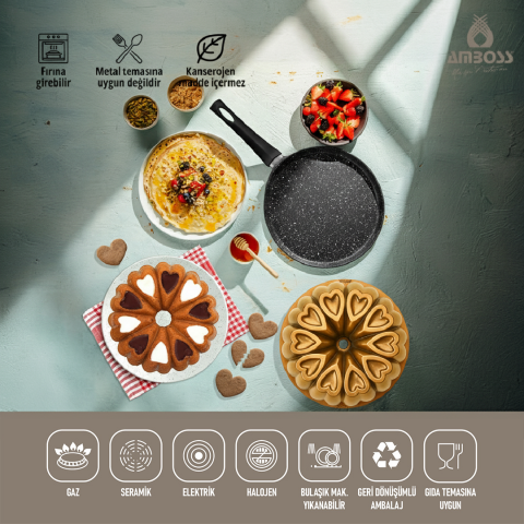 Amboss Sweet 2 Parça Krep Tava & Kek Kalıbı