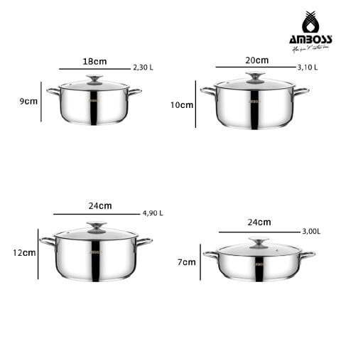 17 Parça Astral Cool İndüksiyon Uyumlu Paslanmaz Çelik Tencere & Sahan Çeyiz Seti