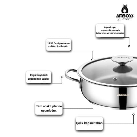 17 Parça Astral Cool İndüksiyon Uyumlu Paslanmaz Çelik Tencere & Sahan Çeyiz Seti