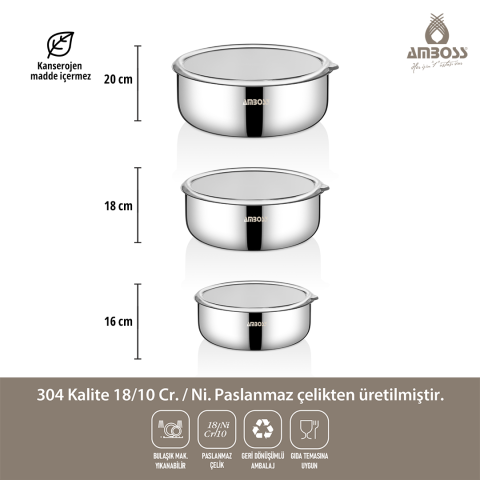14 Parça Hot Prime İndüksiyon Uyumlu Paslanmaz Çelik Tencere Seti & Çelik Saklama Kabı