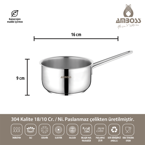 3 Parça Cool Indüksiyon Uyumlu Paslanmaz Çelik Sütlük Sosluk