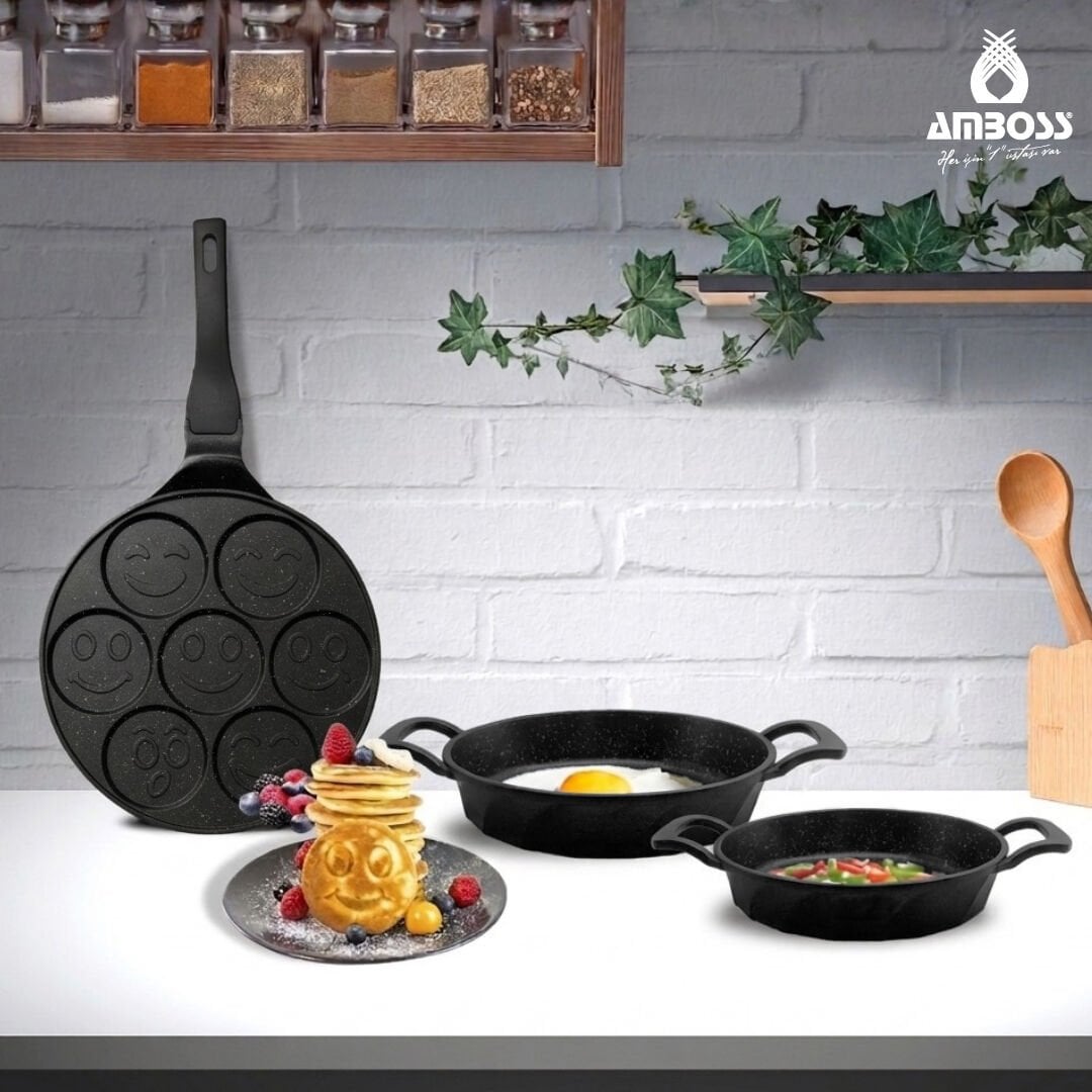 3 Parça Sunday Emoji Pankek Tava Sahan Set