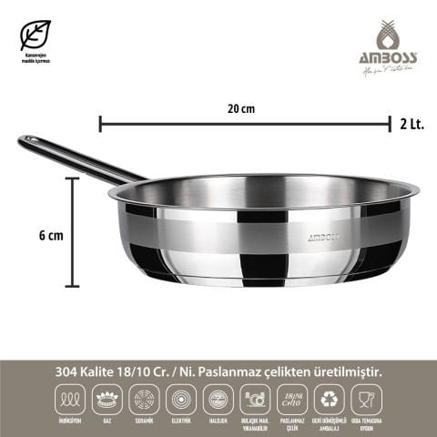 Saphire 3 Parça Indüksiyon Uyumlu Paslanmaz Çelik Tencere Tava Seti