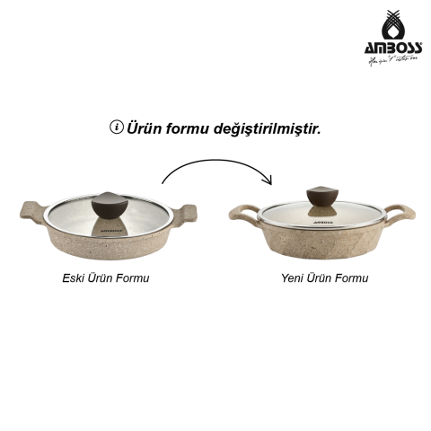Astral Cam Kapaklı Granit  6 Parça Döküm Sahan (omlet) Seti Cappucino