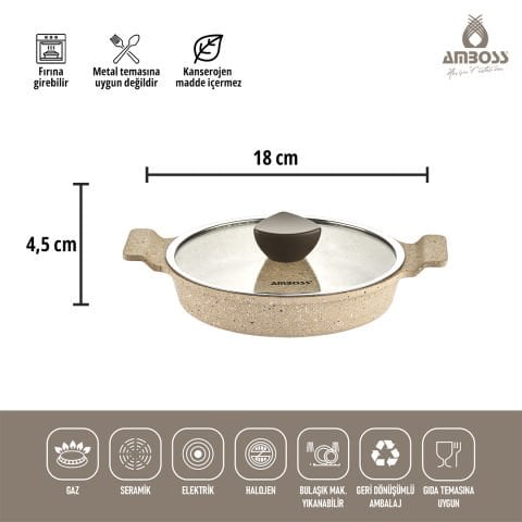 Astral Cam Kapaklı Granit  6 Parça Döküm Sahan (omlet) Seti Cappucino