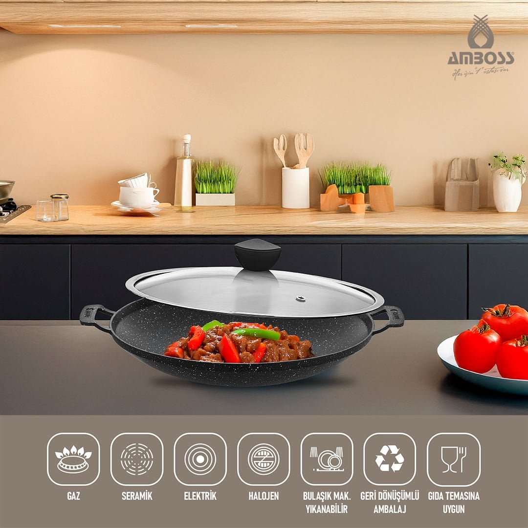 Amboss Violet Kapaklı Döküm Sac Tava & Gözleme Tavası