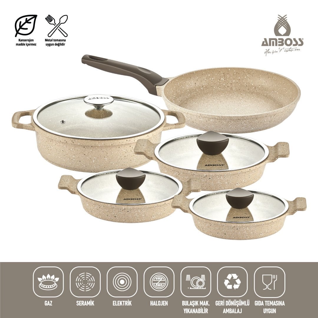 fab Gem2 9個セット Amboss 9 Parça Lidya Tencere Sahan Seti-Tencere Setleri-Amboss