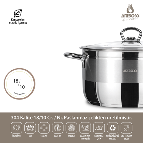 Satürn 6 Parça Tüm Ocaklara Uyumlu Paslanmaz Çelik Tencere Tava Sütlük Sosluk Seti