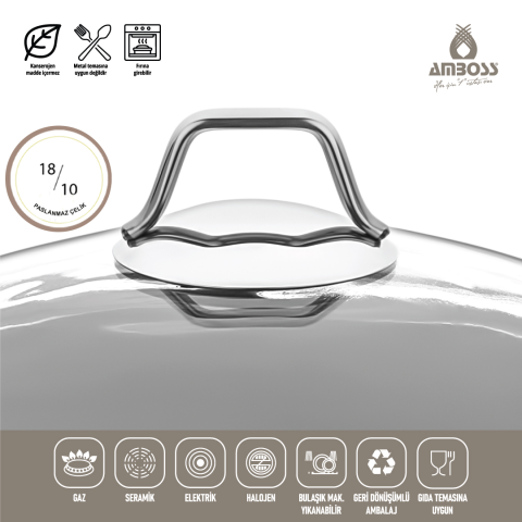 Titania 5 Parça Yanmaz Yapışmaz Titanyum Kaplama 24 Cm Tencere Tava Seti