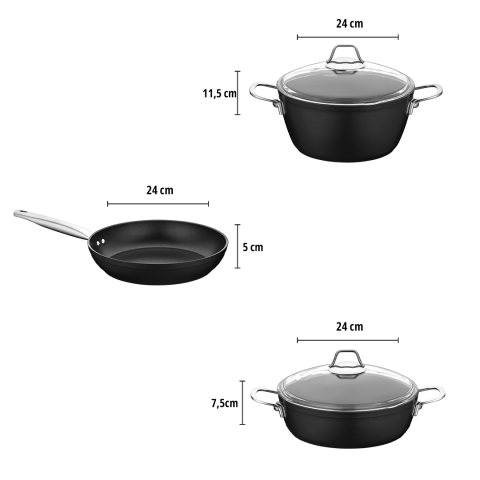 Titania 5 Parça Yanmaz Yapışmaz Titanyum Kaplama 24 Cm Tencere Tava Seti