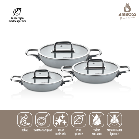 Sera Nova 6 Parça Seramik Sahan Seti - Gri