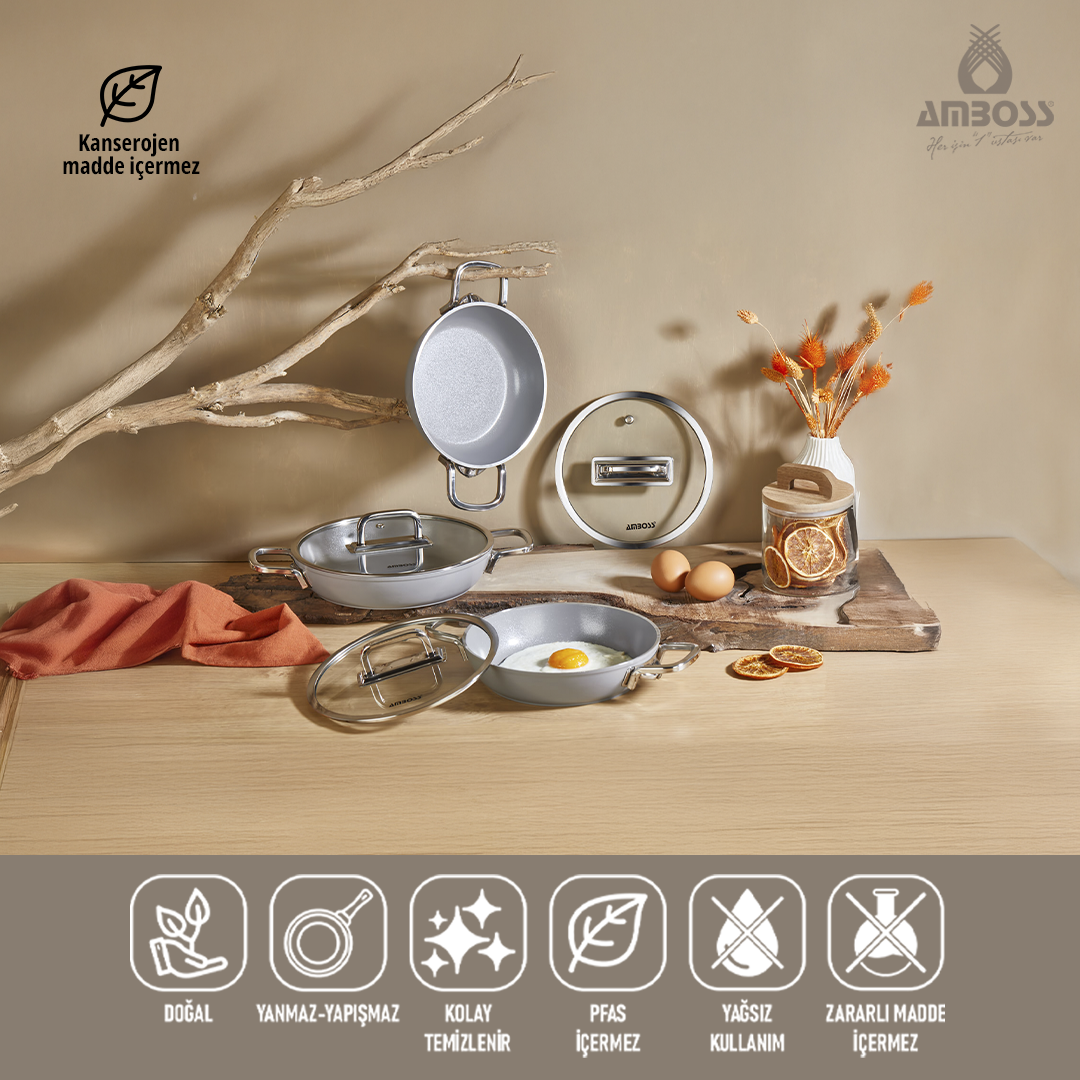 Sera Nova 6 Parça Seramik Sahan Seti - Gri