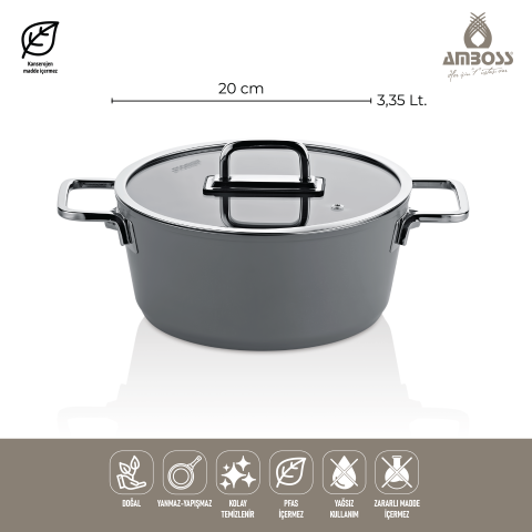 Sera Nova 7 Parça Seramik Tencere Tava Seti Gri