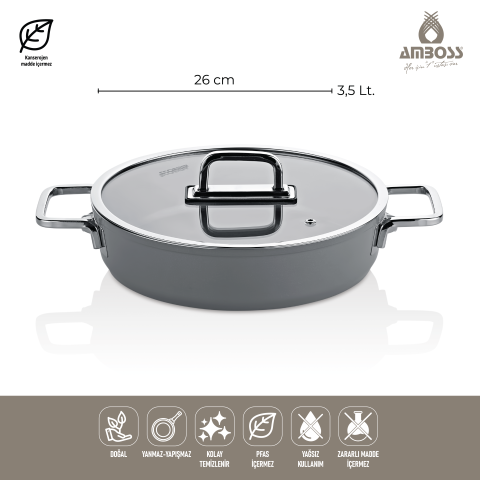 Sera Nova 7 Parça Seramik Tencere Tava Seti Gri