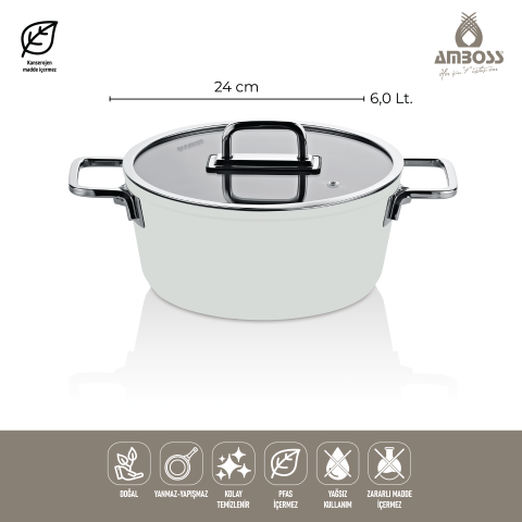 Sera Nova 13 Parça Seramik Tencere Tava Sahan Seti Beyaz
