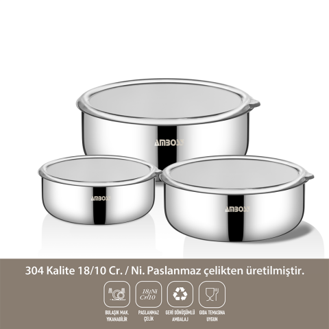 Bella 14 Parça Tüm Ocaklara Uyumlu Paslanmaz Çelik Tencere Sütlük Saklama Kabı Seti