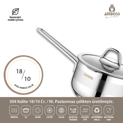 Bella 14 Parça Tüm Ocaklara Uyumlu Paslanmaz Çelik Tencere Sütlük Saklama Kabı Seti