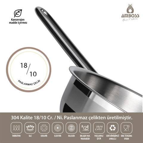 Milano 4 Parça Kapaklı Paslanmaz Çelik Tava Seti