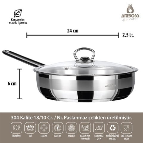 Milano 4 Parça Kapaklı Paslanmaz Çelik Tava Seti