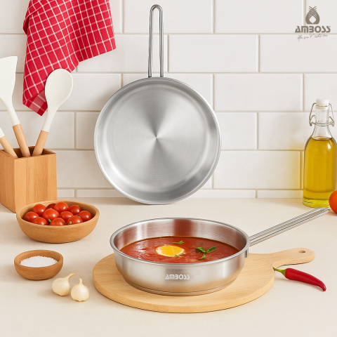 Berlin 2 Parça Kapaksız Paslanmaz Çelik Tava Seti