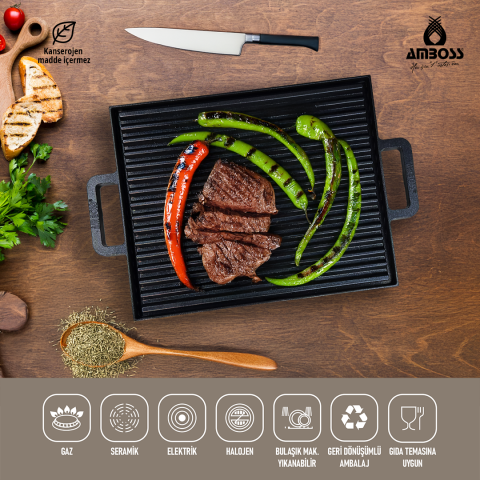 Amboss Neo Döküm Izgara Tavası 26x32 cm