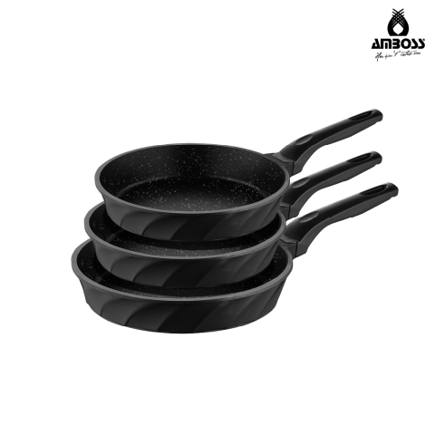 Amboss Vento 3 Parça Döküm Tava Seti - Siyah