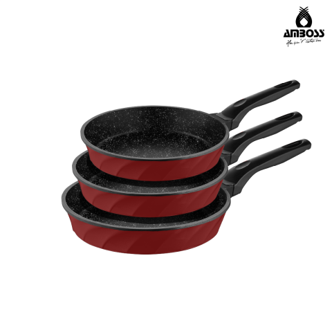Vento 3 Parça Döküm Tava Seti - Kırmızı