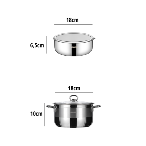 Amboss 4 Parça Cook and Store Paslanmaz Çelik Tencere Saklama Kabı Pratik Set