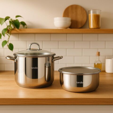 Amboss 4 Parça Cook and Store Paslanmaz Çelik Tencere Saklama Kabı Pratik Set