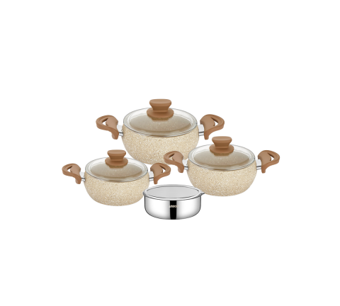 Amboss 8 Parça Tor Pişir Sakla Granit Tencere Çelik Saklama Kabı