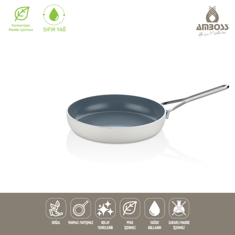 Amboss Sera Nova Yanmaz Yapışmaz Seramik Tava 26 cm – Beyaz