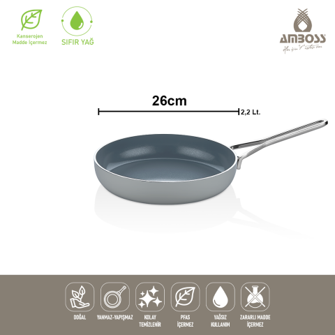 Amboss Sera Nova Yanmaz Yapışmaz Seramik Tava 26 cm – Gri