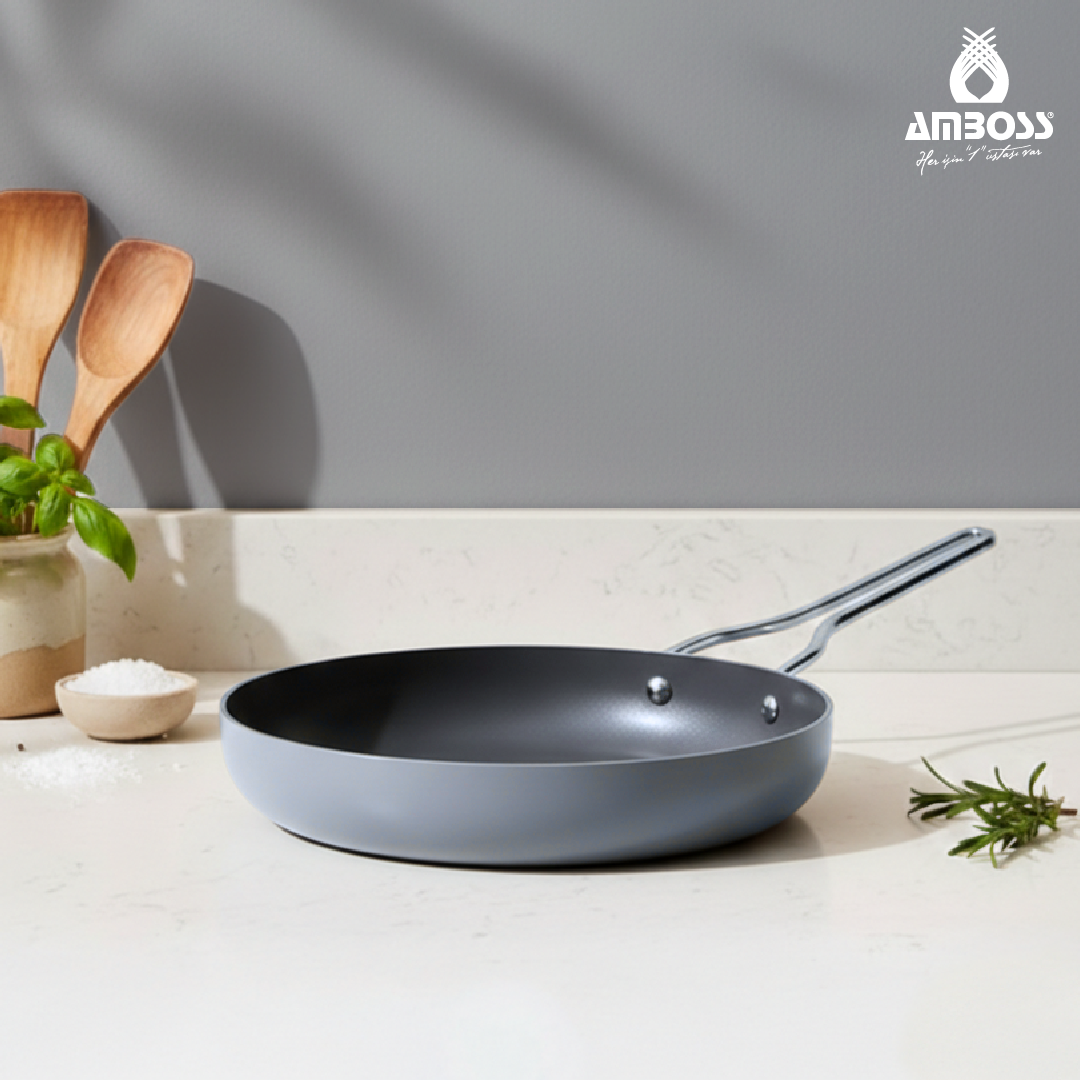 Amboss Sera Nova Yanmaz Yapışmaz Seramik Tava 26 cm – Gri