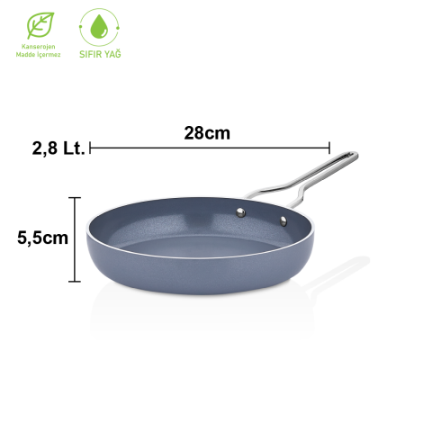 Amboss Sera Nova Yanmaz Yapışmaz Seramik Tava 28 cm – Gri
