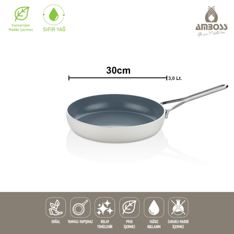 Amboss Sera Nova Yanmaz Yapışmaz Seramik Tava 30 cm – Beyaz