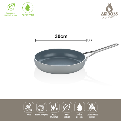 Amboss Sera Nova Yanmaz Yapışmaz Seramik Tava 30 cm – Gri