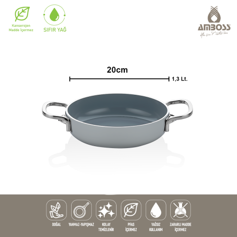 Amboss Sera Nova Yanmaz Yapışmaz Seramik Sahan 20 cm – Gri