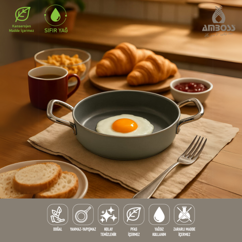 Amboss Sera Nova Yanmaz Yapışmaz Seramik Sahan 20 cm – Gri