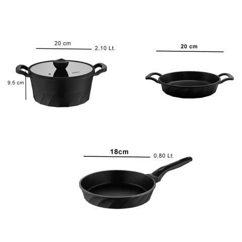 Amboss Kuvars 4 Parça Döküm Titanyum Kaplama Tencere Tava Seti