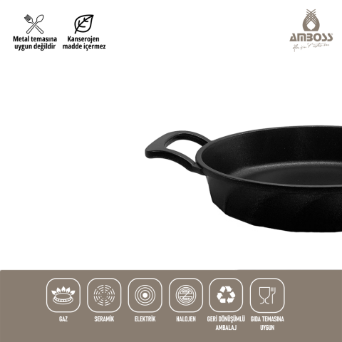 Amboss Kuvars 2 Parça Döküm Titanyum Kaplama Tava Sahan Seti