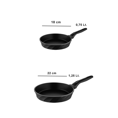 Amboss Kuvars 2 Parça Döküm Titanyum Kaplama Tava Seti 18-22 cm