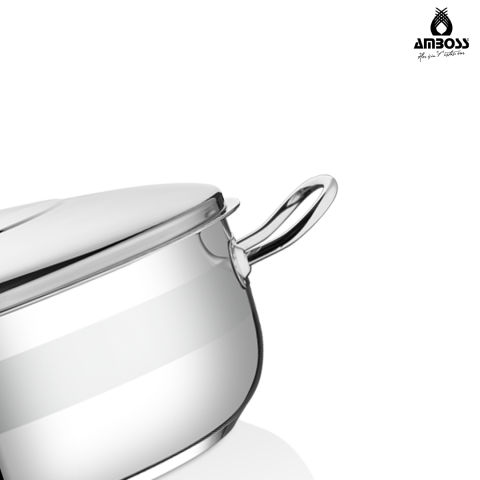 Amboss Saphire Paslanmaz Çelik Basık Tencere 34x12 - Çelik Kapak