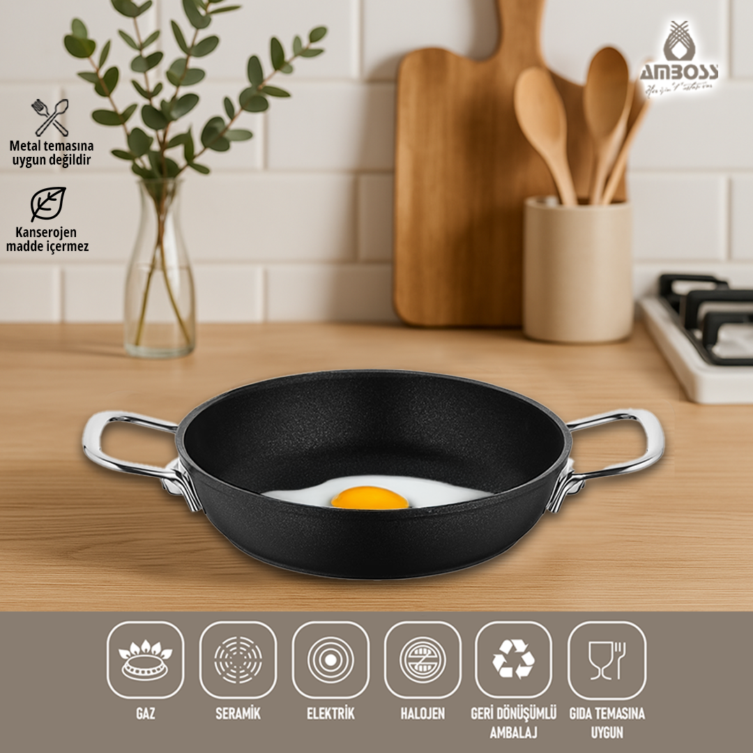 Amboss Dark Yanmaz Yapışmaz Titanyum Kaplama Sahan 18 cm