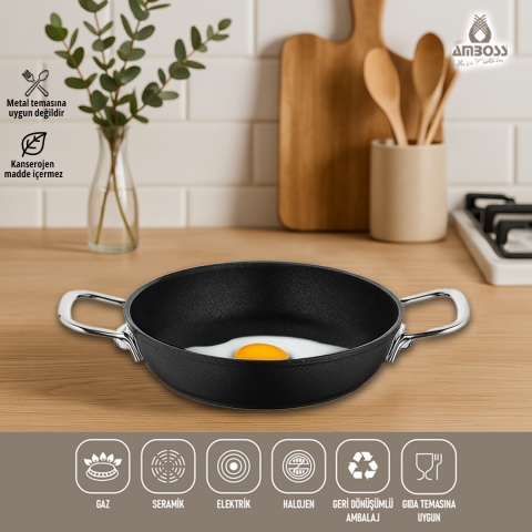 Amboss Dark Yanmaz Yapışmaz Titanyum Kaplama Sahan 18 cm