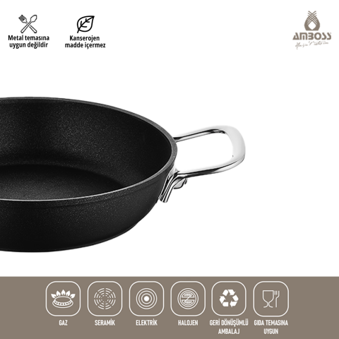 Amboss Dark Yanmaz Yapışmaz Titanyum Kaplama Sahan 22 cm
