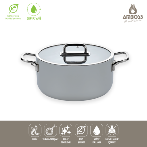 Amboss Sera Nova Seramik Yanmaz Yapışmaz Tencere 24 cm – Gri