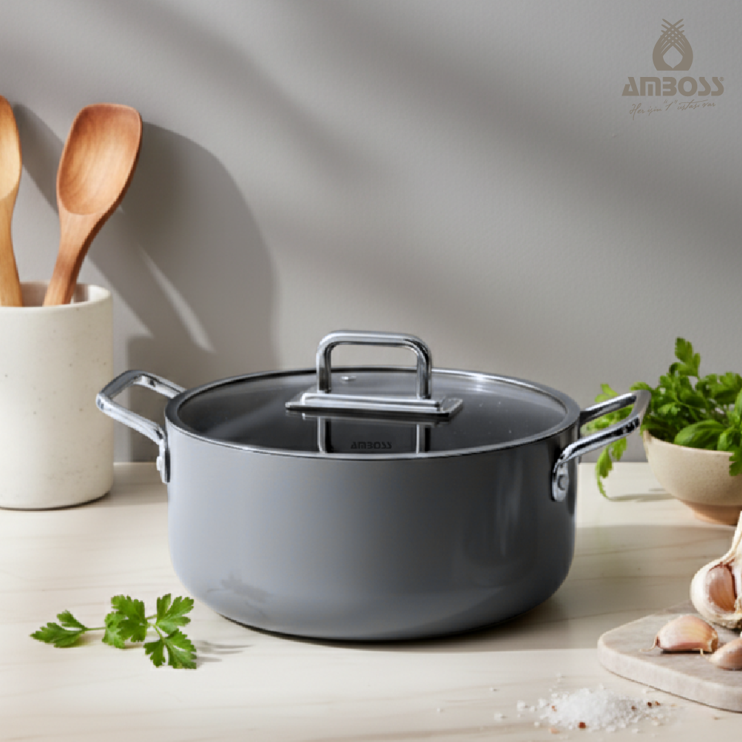 Amboss Sera Nova Seramik Yanmaz Yapışmaz Tencere 24 cm – Gri