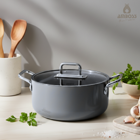 Amboss Sera Nova Seramik Yanmaz Yapışmaz Tencere 24 cm – Gri