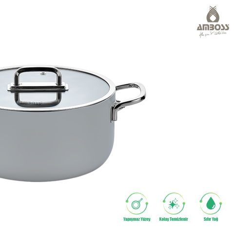 Amboss Sera Nova Seramik Yanmaz Yapışmaz Tencere 24 cm – Gri